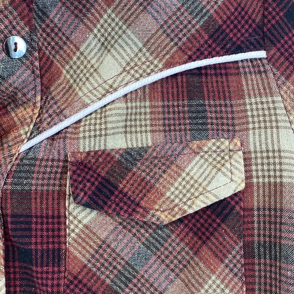 POL western button up down shirt womens S tartan plaid coastal cowgirl cotton - Picture 6 of 8